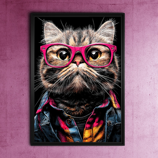plakaty Hipsterski Kot Czesław - grafika na plakacie