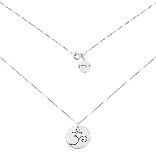 srebrne naszyjniki Srebrny medalion z symbolem OM