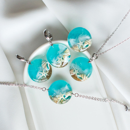 komplet biżuterii Zamówienie indywidualne: Zestaw biżuterii z motywami morskimi