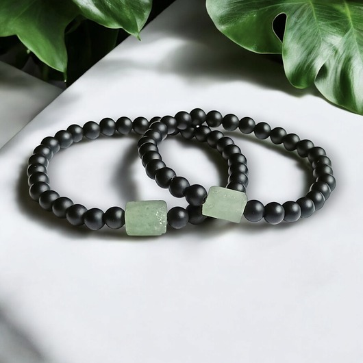 bransoletki z kamieni naturalnych Komplet dla pary : AWENTURYN & ONYKS : na gumce