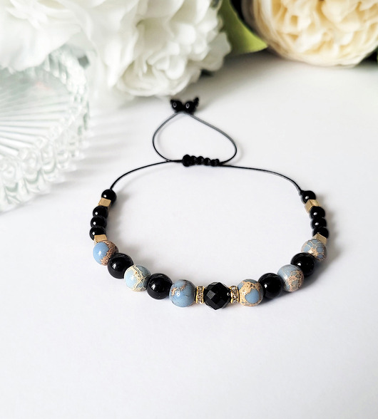 bransoletki z kamieni naturalnych OCHRANIA i łagodzi stres- Queen of dark z Turmalinem- błękit
