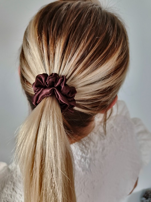 gumki do włosów Gumka jedwabna, scrunchie, frotka chocolate dream MINI