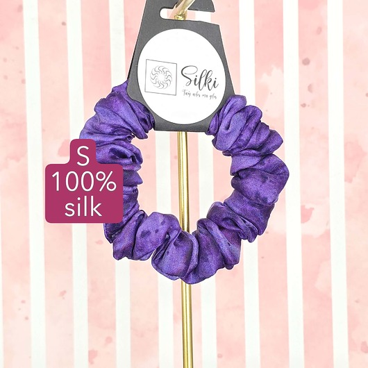gumki do włosów S wąska gumka jedwabna do włosów jedwab naturalny scrunchie fioletowa