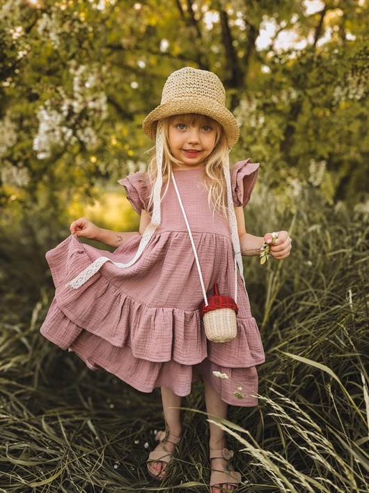 sukienki dla dziewczynki Sukienka Muślinowa Pink Summer