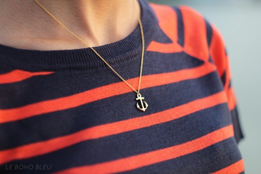 16k Gold Plated Anchor Necklace Le Boho Bleu