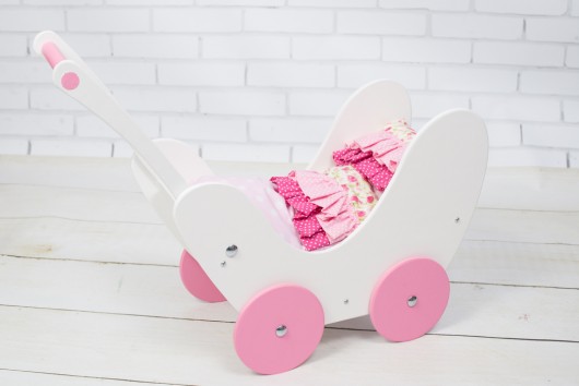 Wózek dla lalek Drewniany Pościel EKO LalaShop