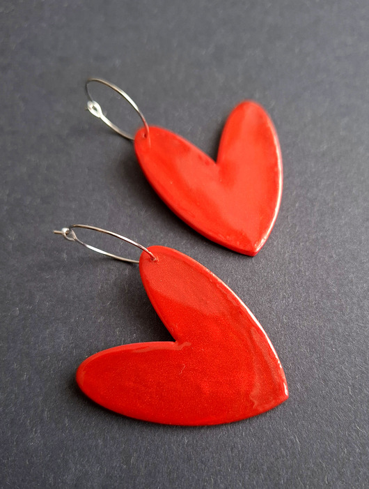 kolczyki z masy plastycznej Kolczyki ecce serce no6