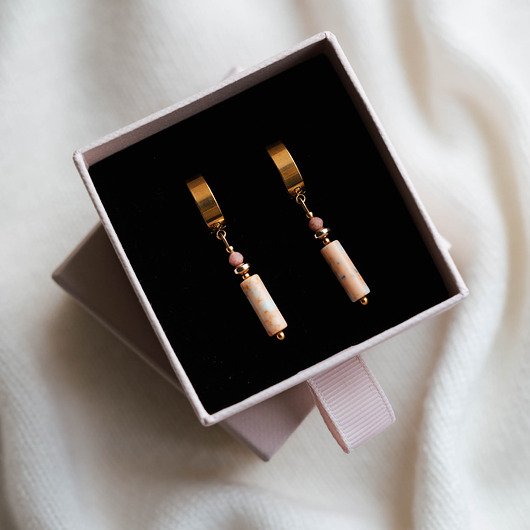 kolczyki z kamieniami Kolorowe kolczyki z kamieni naturalnych, jaspis i rodonit