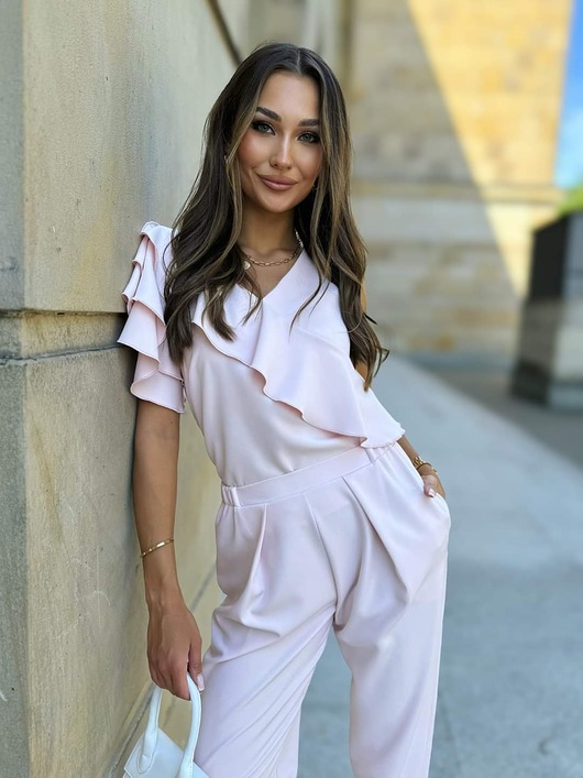 komplety damskie Komplet rękaw falbany + spodnie