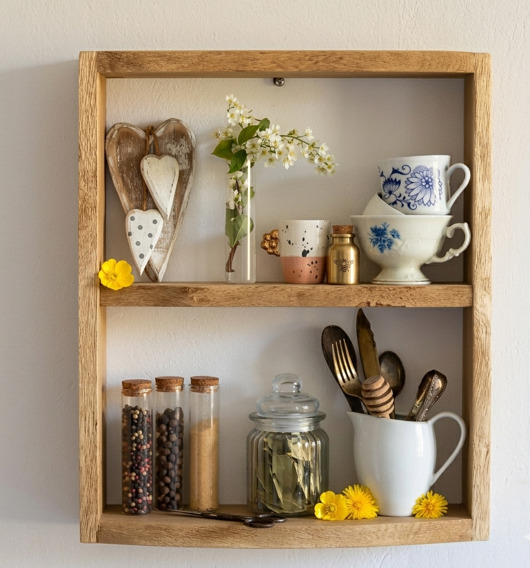 półki Unikalna Półka Wisząca Dębowa z Krawędzią Live Edge