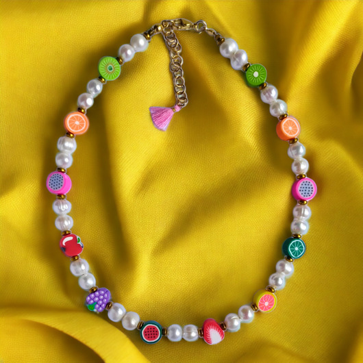 chokery Perły z owocami : choker : naszyjnik wakacyjny.