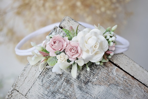 ozdoby do włosów dla dzieci wianek opaska na chrzest, niemowlę