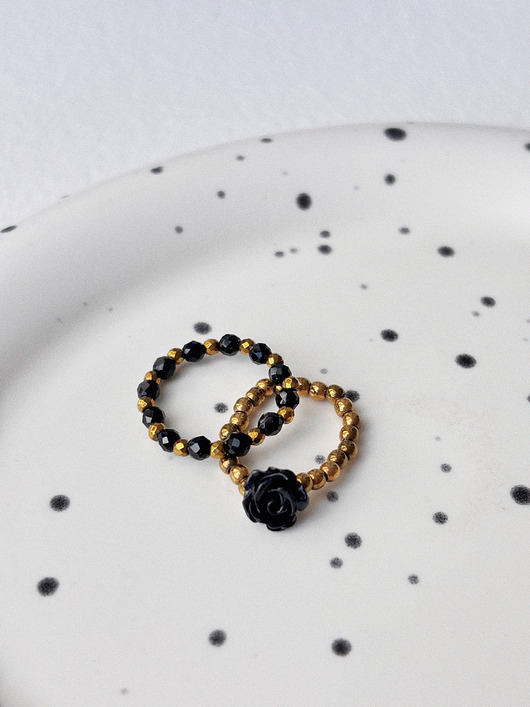 pierścionki elastyczne Zestaw pierścionków elastycznych Hematyt Onyks