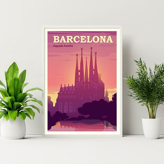 Plakat podróżniczy Sagrada Familia - Barcelona trochę na ścianę