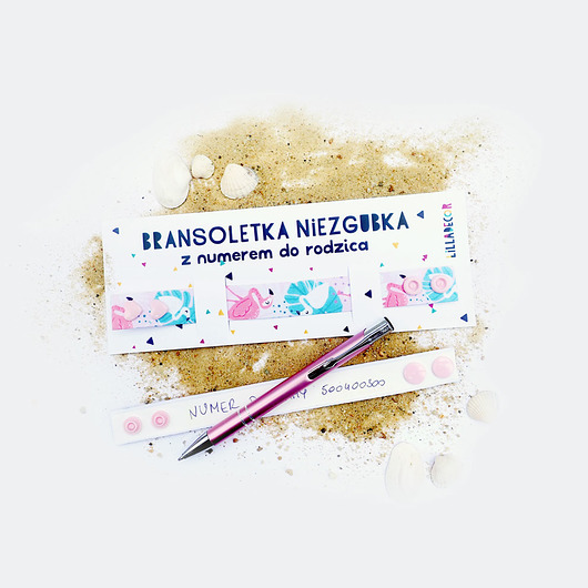 akcesoria dziecięce - różne Bransoletka Niezgubka - Flamingi