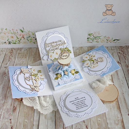 kartki scrapbooking Exploding box komunijny "Field Flowers 2" GOTOWY