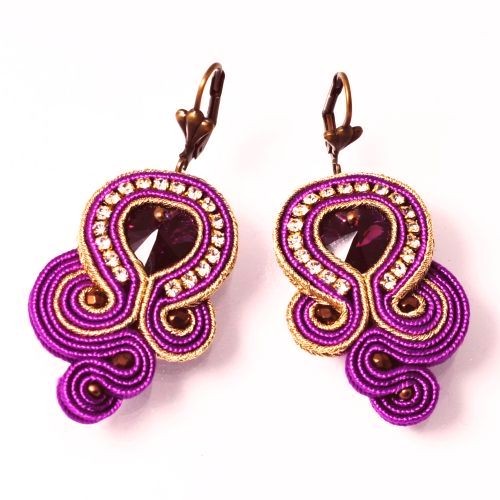 Sutaszowe kolczyki VIOLET HEARTS Sylwia Żak