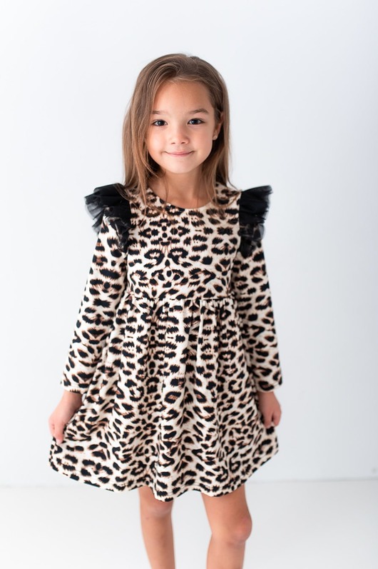 sukienki dla dziewczynki Sukienka w sarenki dla dziewczynki w panterkę