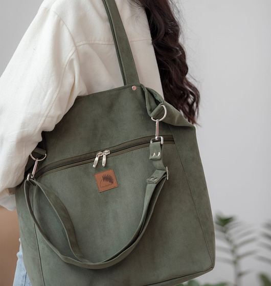 torby na ramię Torba "TOTE BAG" w kolorze oliwkowym