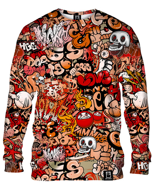 bluzy męskie Bluza Bez Kaptura Męska DR.CROW Graffiti Skull