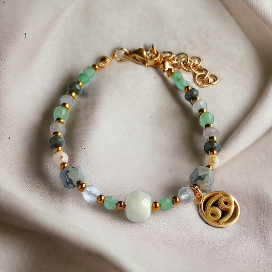 bransoletki z kamieni naturalnych RAK - zodiac collection - PREMIUM - gold