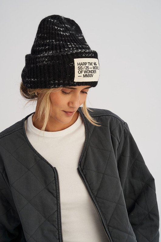 czapki damskie Mięsista czapka zimowa czarna