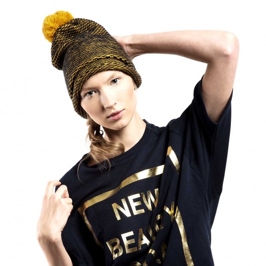 Czapka Beanie Pompon Beret GOLD CADOaccessories