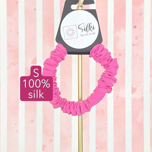 gumki do włosów S wąska gumka do włosów jedwab naturalny scrunchie róż różowa