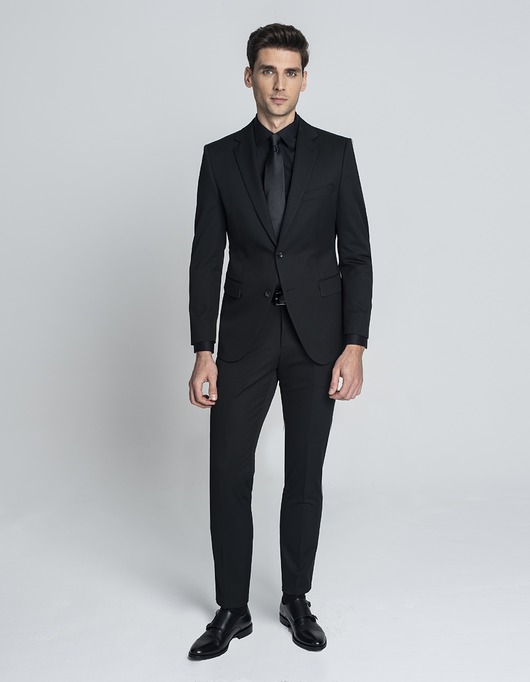marynarki męskie Garnitur galatro czarny slim fit