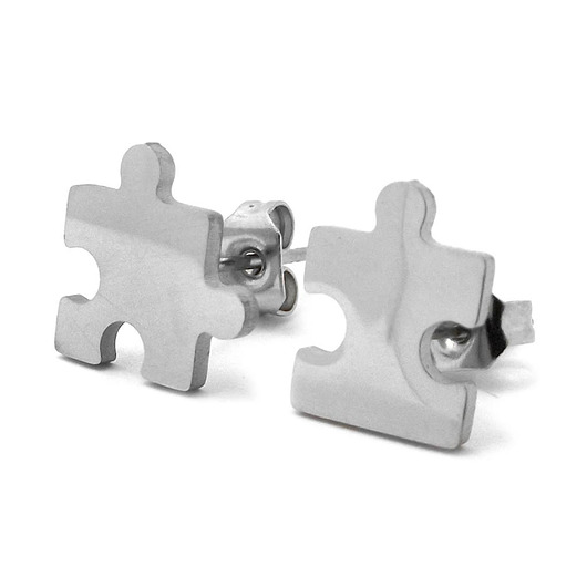 Kolczyki srebrne puzzle stal chirurgiczna Magneska