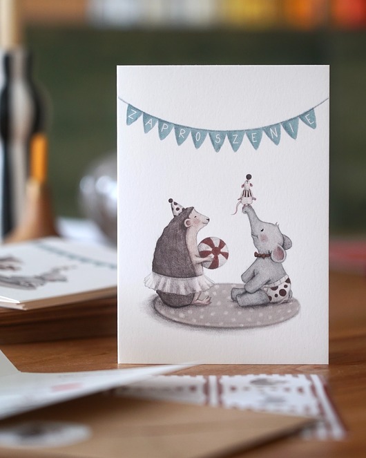 kartki okolicznościowe - wydruki Zaproszenia urodzinowe CYRKOWE z kopertą  Hi Little