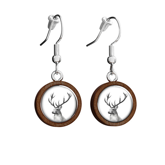 kolczyki drewniane Kolczyki drewniane - Jeleń - wiszące