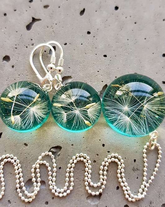 zestaw-dmuchawce w żywicy Grol Jewellery