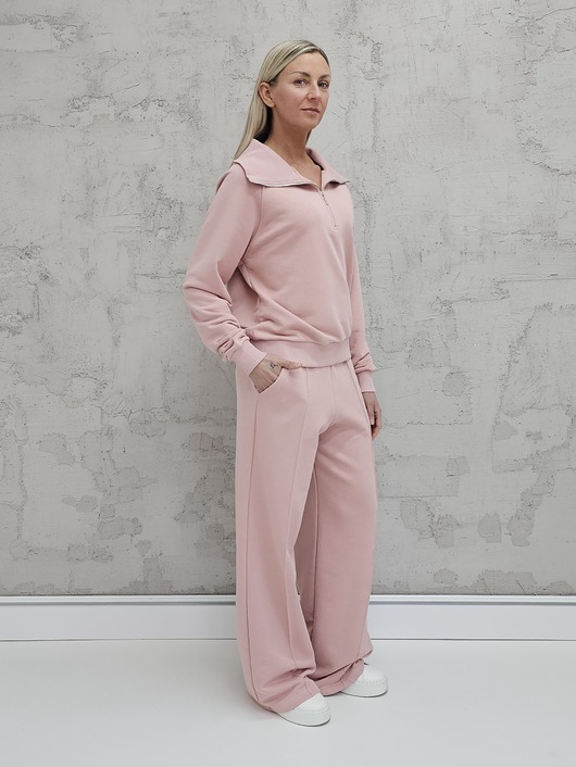 komplety damskie Kissa wygodny komplet z rozpinaną bluzą  Powder Pink