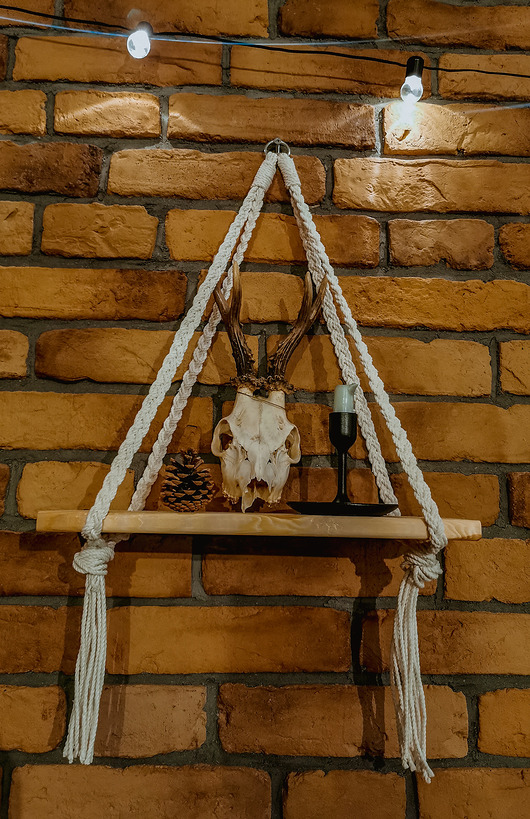 regały i półki Półka wisząca na sznurku linie skandynawska BOHO