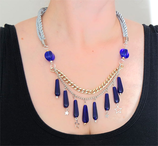 naszyjniki - inne Naszyjnik - Night Star - sznurki, łańcuszek