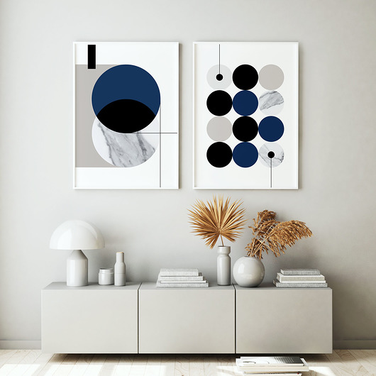 Marble 1 i 2 - zestaw plakatów z granatem PLAKATY GEOMETRYCZNE