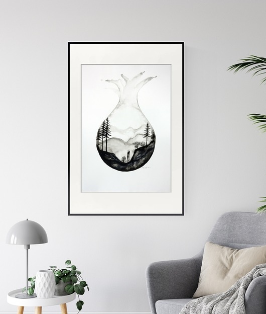 grafika 50 x 70 cm wykonana ręcznie, abstrakcja Krystyna Siwek Art