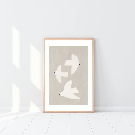 plakaty PLAKAT ptaki, dekoracja ścienna,  szary obraz, minimalistyczna ozdoba