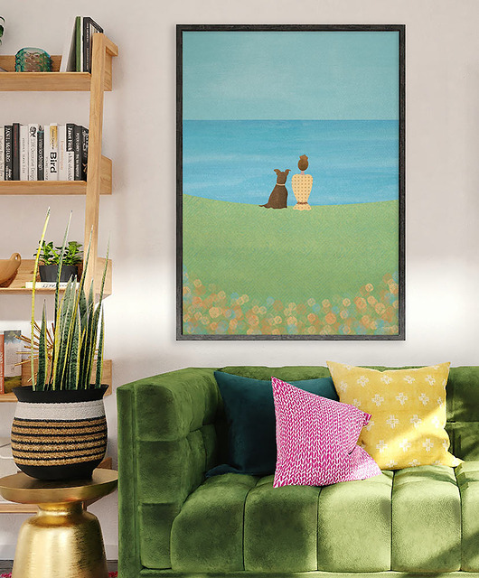 plakaty Z psem na łące - plakat fine art