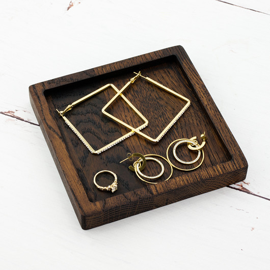 pokrowce i etui - organizery Drewniana kwadratowa tacka na biżuterię, świeczki, organizer, podstawka