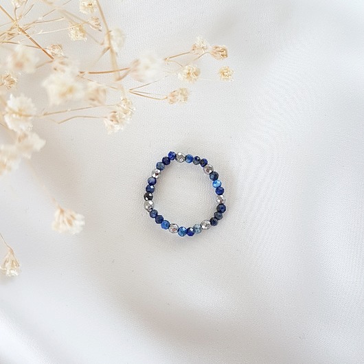 granatowy pierścionek z lapisem lazuli LEI handmade 