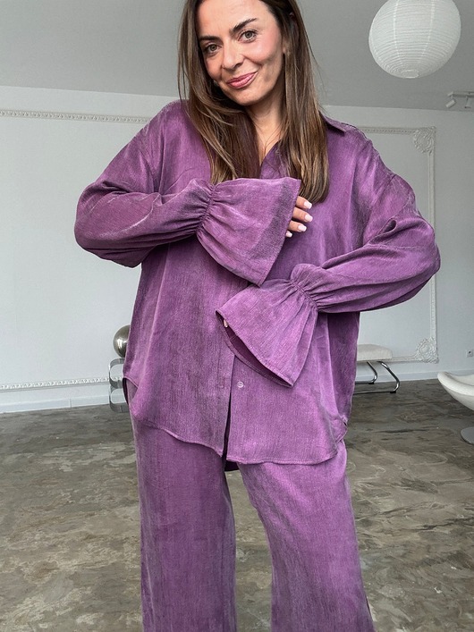 spodnie materiałowe damskie Koszula Blush purple lyocell