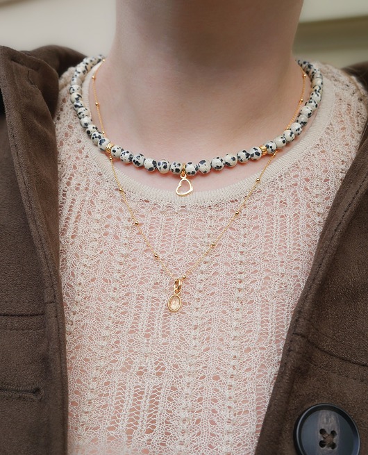 chokery Naszyjnik jaspis dalmatyńczyk