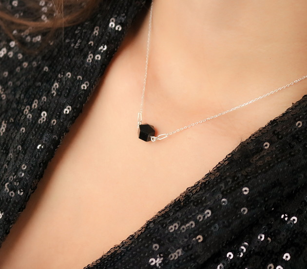 srebrne naszyjniki Naszyjnik onyks- srebro 925