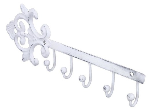 Wieszak ścienny biały 8,5x24 cm, 5 haczyków Home Design
