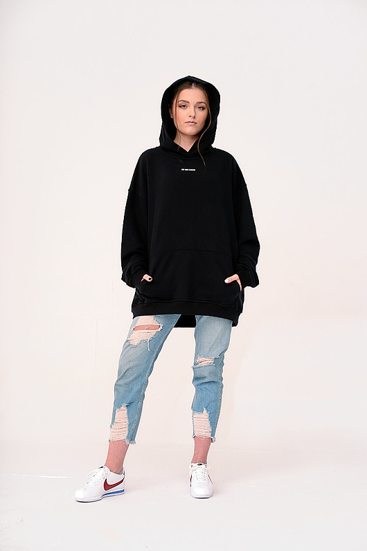 bluza z kapturem damska Hoodie Oversize Black