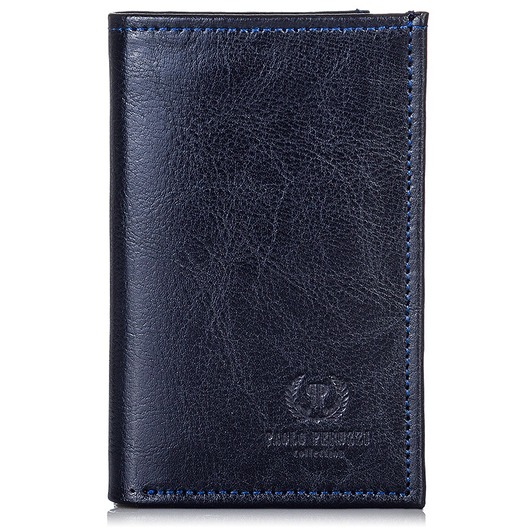 pokrowce i etui - różne SKÓRZANE ETUI NA KARTY PORTFEL SLIM GRANATOWY H-01-PP-DB