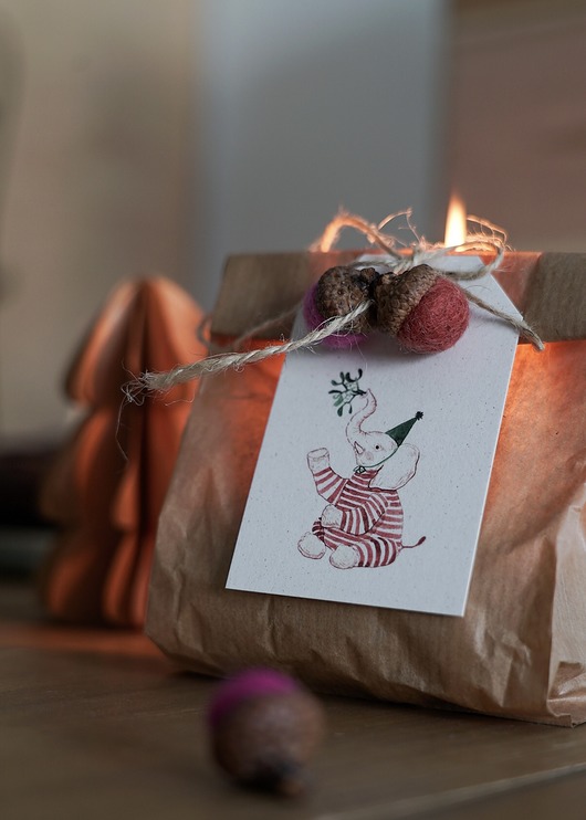 dekoracje bożonarodzeniowe Zestaw zawieszek do prezentów świątecznych (słoń, myszka, świnka)