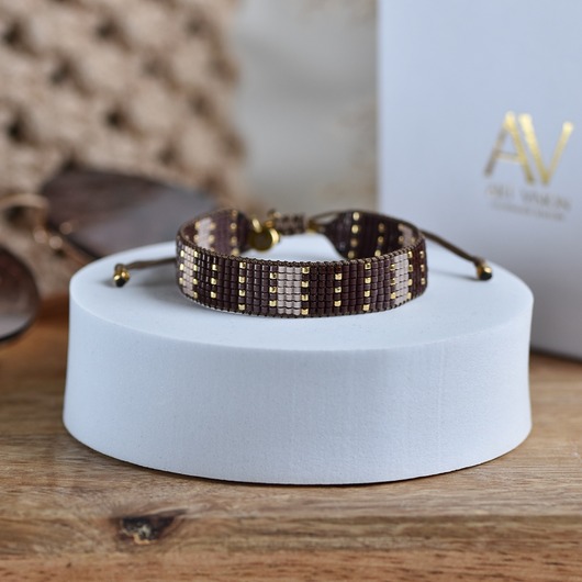 bransoletki na sznurku Tkana bransoletka - Beżowo-brązowa